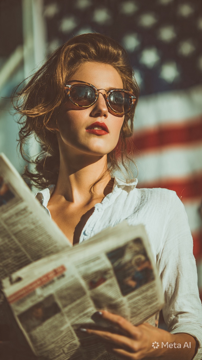 CmonSense Report Vol. 01, Issue 047 cover: a portrait in sunglasses reading a newspaper in front of an American flag, set behind the issue masthead.
